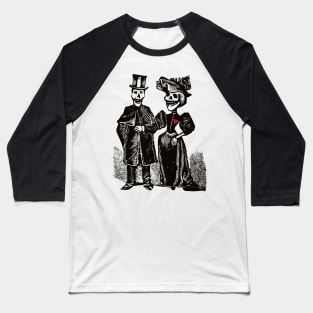 Calavera Couple | Day of the Dead | Dia de los Muertos | Skulls and Skeletons | Vintage Skeletons | Baseball T-Shirt